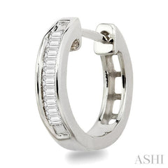 1/10 ctw Baguette Cut Diamond Huggie Earrings in 10K White Gold