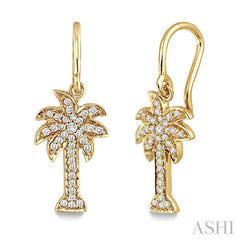 1/4 ctw Palm Tree Single Cut Diamond Earrings in 14K Yellow Gold