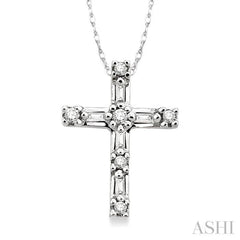 1/10 ctw Diamond Cross Pendant in 10K White Gold with Chain