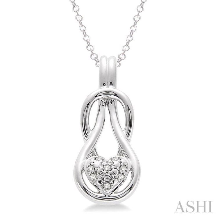 1/50 ctw Heart Shape Single Cut Diamond Fashion Pendant in Sterling Silver with Chain