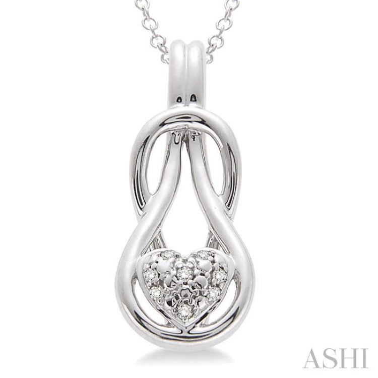 1/50 ctw Heart Shape Single Cut Diamond Fashion Pendant in Sterling Silver with Chain