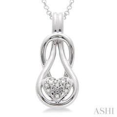 1/50 ctw Heart Shape Single Cut Diamond Fashion Pendant in Sterling Silver with Chain