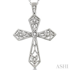 1/20 ctw Single Cut Diamond Cross Pendant in Sterling Silver with Chain