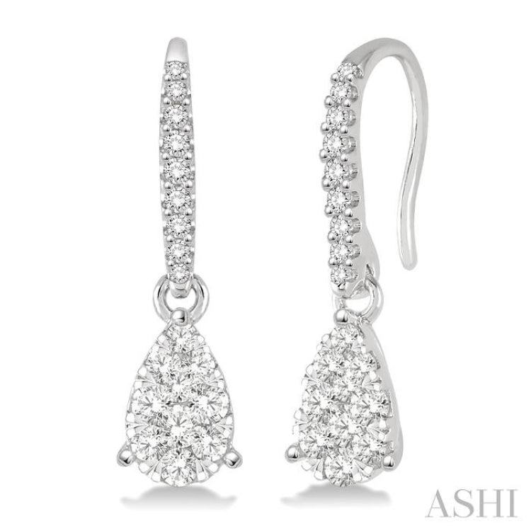 1/3 ctw Pear Shape Diamond Lovebright Earrings in 14K White Gold