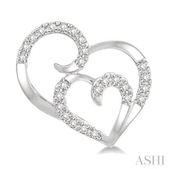 1/6 ctw Double Heart Round Cut Diamond Earrings in 10K White Gold
