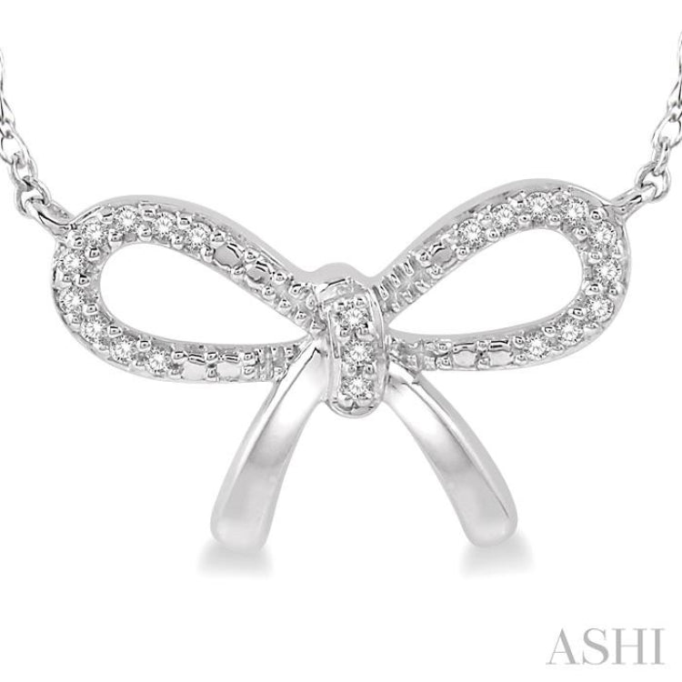1/20 ctw Bow Tie Round Cut Diamond Necklace in 10K White Gold