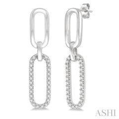 1/6 ctw Round Cut Diamond Paperclip Earring in 14K White Gold