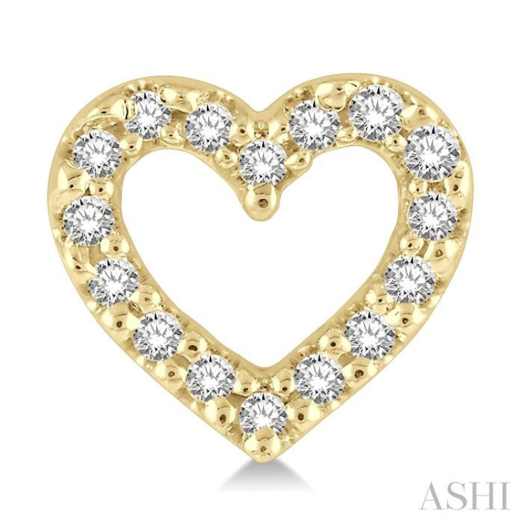1/10 ctw Heart Cutout Round Cut Diamond Petite Fashion Earring in 14K Yellow Gold