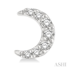 1/10 ctw Star & Crescent Mix Round Cut Diamond Petite Fashion Earring in 10K White Gold