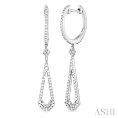 1/3 ctw Tear Drop Round Cut Diamond Long Earring in 10K White Gold
