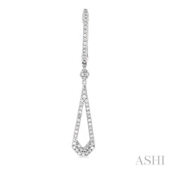 1/3 ctw Tear Drop Round Cut Diamond Long Earring in 10K White Gold