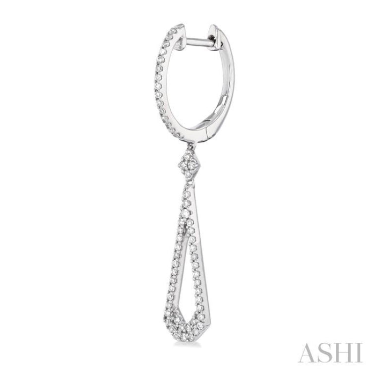 1/3 ctw Tear Drop Round Cut Diamond Long Earring in 10K White Gold