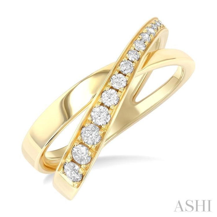 1/3 ctw Split Criss-Cross Round Cut Diamond Fashion Ring in 14K Yellow Gold