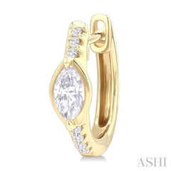1/3 ctw Marquise Centerpiece and Round Cut Diamond Fashion Huggie Earrings in 14K Yellow Gold