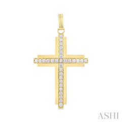 2.00 ctw Round Cut Diamond Cross Pendant in 14K Yellow Gold