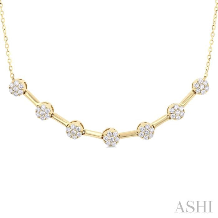 1/3 ctw Smile Bar Circular Motif Round Cut Diamond Fashion Necklace in 10K Yellow Gold