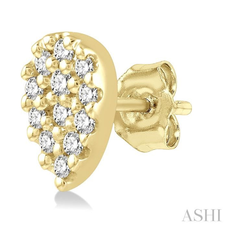 1/10 ctw Pear Shape Round Cut Diamond Petite Earring in 10K Yellow Gold