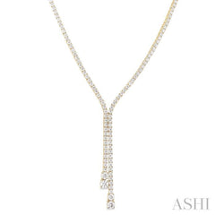 6 1/2 ctw Y-Split Round Cut Diamond Lariat Necklace in 14K Yellow Gold