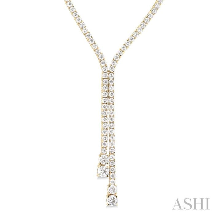 6 1/2 ctw Y-Split Round Cut Diamond Lariat Necklace in 14K Yellow Gold