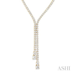 6 1/2 ctw Y-Split Round Cut Diamond Lariat Necklace in 14K Yellow Gold