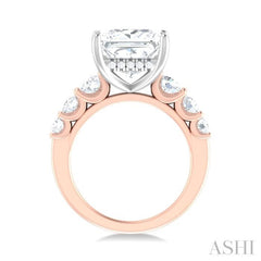 1 1/4 ctw Princess Shape Round Cut Diamond Semi Mount Engagement Ring in 14K Rose and White Gold