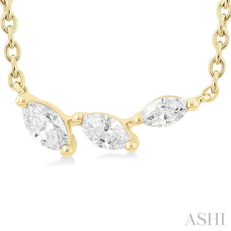 1/6 ctw Graduated Marquise Cut Diamond Fashion Necklace in 14K Yellow Gold