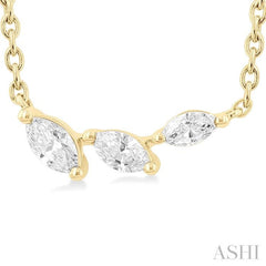 1/6 ctw Graduated Marquise Cut Diamond Fashion Necklace in 14K Yellow Gold