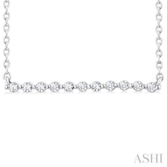 1/10 ctw Petite Bar Round Cut Diamond Pendant With Chain in Sterling Silver