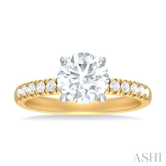 1/3 ctw Circular Shape Round Cut Diamond Semi Mount Engagement Ring in 14K Yellow and White Gold