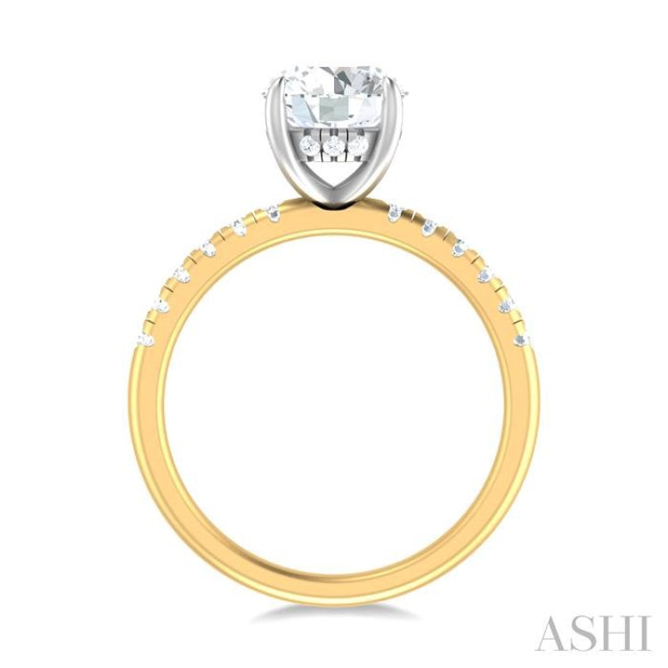 1/3 ctw Circular Shape Round Cut Diamond Semi Mount Engagement Ring in 14K Yellow and White Gold