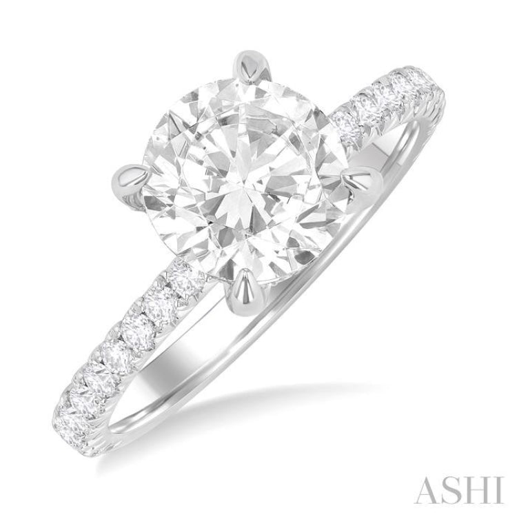 5/8 ctw Round Shape Semi-Mount Diamond Engagement Ring in 14K White Gold