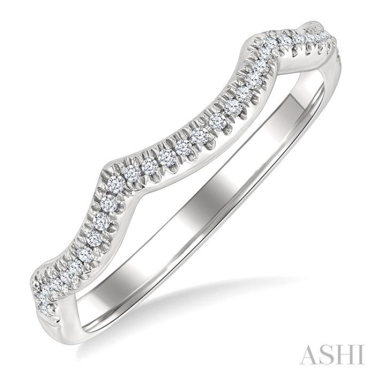 1/10 Ctw Triple Arch Round Cut Diamond Wedding Band in 14K White Gold