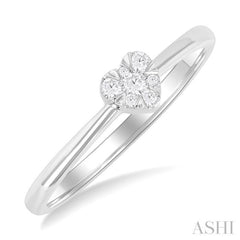 1/10 ctw Lovebright Petite Heart Shape Round Cut Diamond Fashion Ring in 10K White Gold