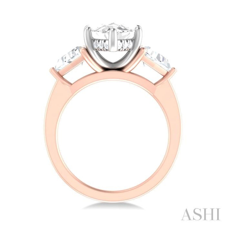 1 ctw Marquise Shape Trillion and Round Cut Diamond Semi Mount Engagement Ring in 14K Rose and White Gold
