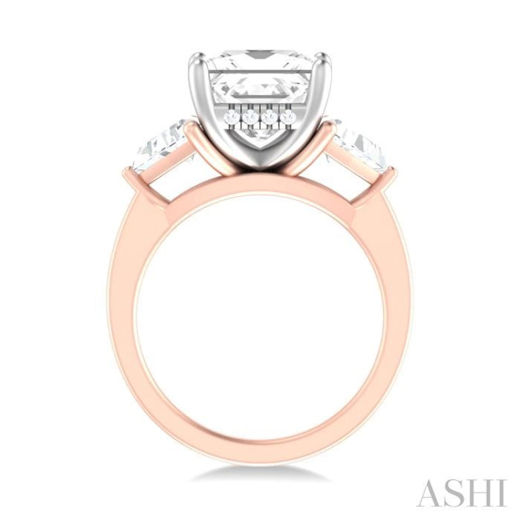 1 ctw Princess Shape Trillion Cut & Round Cut Diamond Semi Mount Engagement Ring in 14K Rose and White Gold