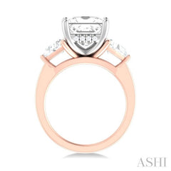 1 ctw Princess Shape Trillion Cut & Round Cut Diamond Semi Mount Engagement Ring in 14K Rose and White Gold