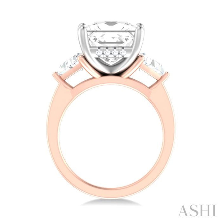 1 ctw Princess Shape Trillion Cut & Round Cut Diamond Semi Mount Engagement Ring in 14K Rose and White Gold