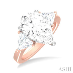 1 ctw Pear Shape Trillion Cut & Round Cut Diamond Semi Mount Engagement Ring in 14K Rose and White Gold