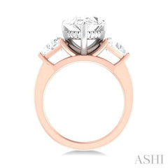 1 ctw Pear Shape Trillion Cut & Round Cut Diamond Semi Mount Engagement Ring in 14K Rose and White Gold