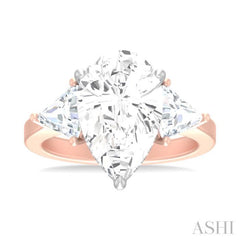 1 ctw Pear Shape Trillion Cut & Round Cut Diamond Semi Mount Engagement Ring in 14K Rose and White Gold