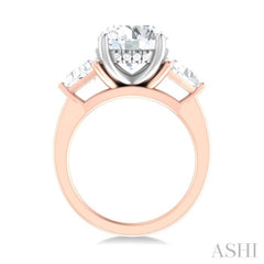 1 ctw Circualar Shape Trillion and Round Cut Diamond Semi Mount Engagement Ring in 14K Rose and White Gold