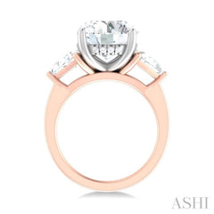 1 ctw Circualar Shape Trillion and Round Cut Diamond Semi Mount Engagement Ring in 14K Rose and White Gold