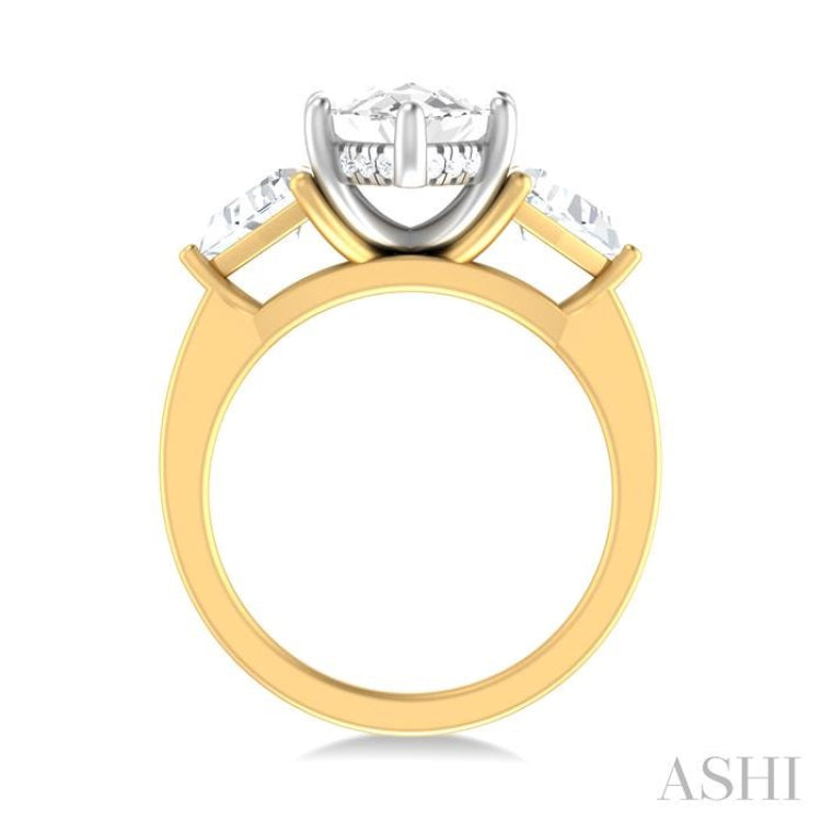 1 ctw Marquise Shape Trillion and Round Cut Diamond Semi Mount Engagement Ring in 14K Yellow and White Gold