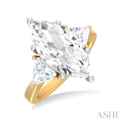 1 ctw Marquise Shape Trillion and Round Cut Diamond Semi Mount Engagement Ring in 14K Yellow and White Gold