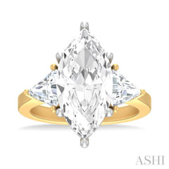 1 ctw Marquise Shape Trillion and Round Cut Diamond Semi Mount Engagement Ring in 14K Yellow and White Gold