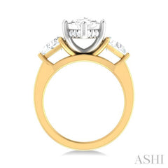 1 ctw Marquise Shape Trillion and Round Cut Diamond Semi Mount Engagement Ring in 14K Yellow and White Gold