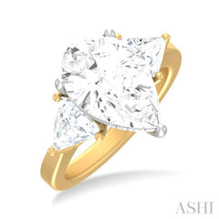 1 ctw Pear Shape Trillion Cut & Round Cut Diamond Semi Mount Engagement Ring in 14K Yellow and White Gold