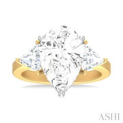 1 ctw Pear Shape Trillion Cut & Round Cut Diamond Semi Mount Engagement Ring in 14K Yellow and White Gold