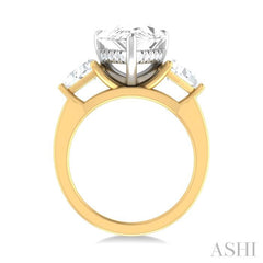 1 ctw Pear Shape Trillion Cut & Round Cut Diamond Semi Mount Engagement Ring in 14K Yellow and White Gold