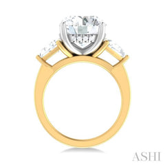 1 ctw Circualar Shape Trillion and Round Cut Diamond Semi Mount Engagement Ring in 14K Yellow and White Gold